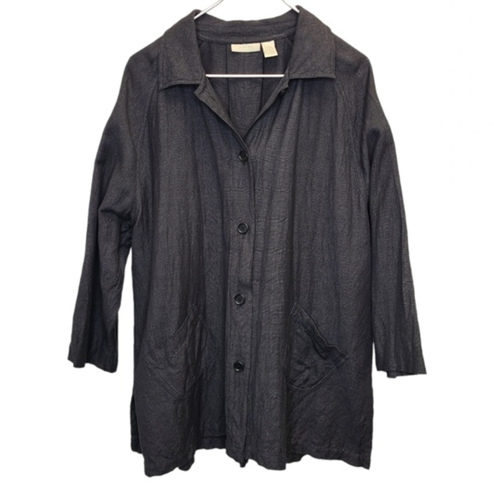 J. Jill Linen Button Down Shacket Blouse L